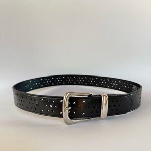 Vintage Black Belt with Silver Buckle